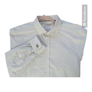 Burberry London Men’s 16.5 42 Sz L Striped Long Sleeve Button Down Cotton Shirt